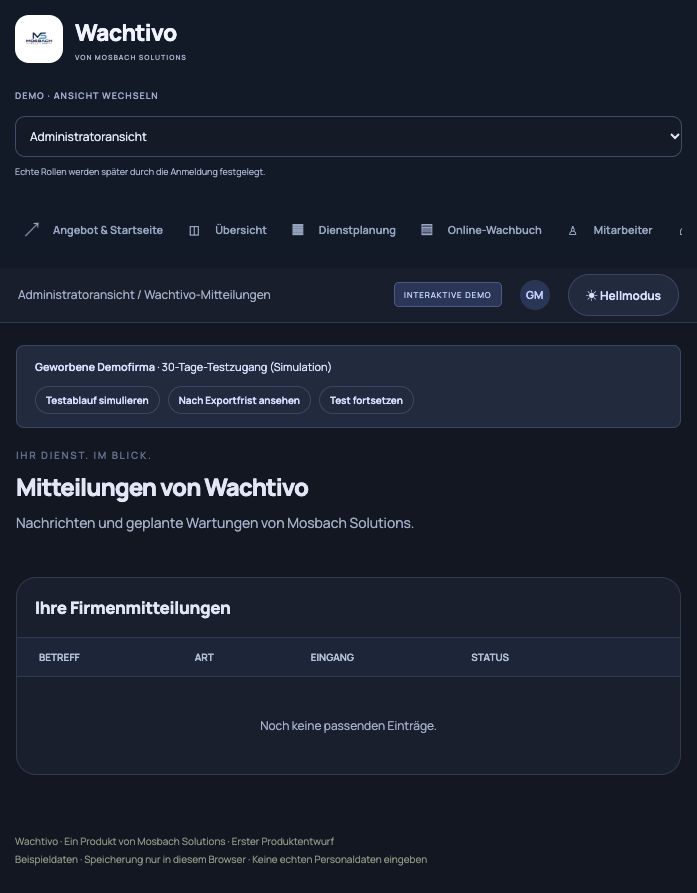 WACHTIVO Plattformansicht: WACHTIVO Connect